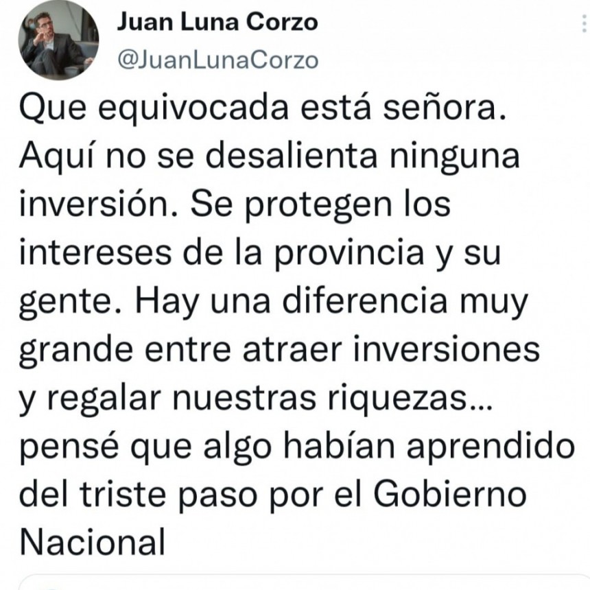 Juan Luna cruzo duro a Bullrich por el Litio