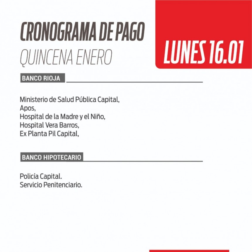 Mirá el Cronograma de Pago de la Quincenita para el lunes 16