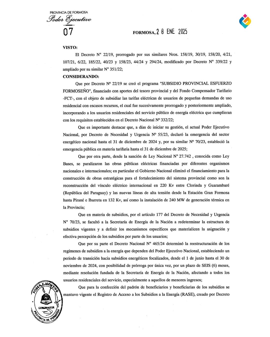 Quintela, pionero en la protección de usuarios frente al tarifazo energético: Formosa adoptó igual medida.