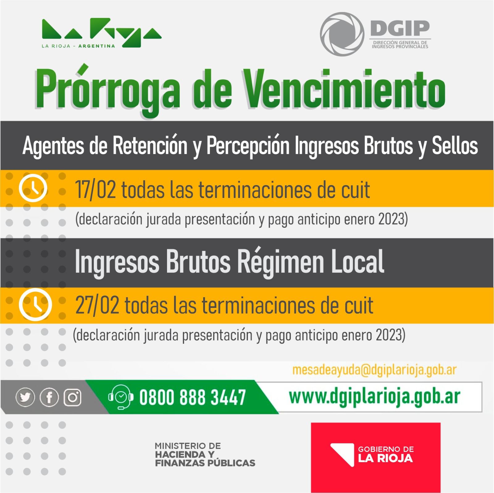 Prorrogan el vencimiento de Agentes de Recaudación y percepción de Ingresos Brutos y Sellos
