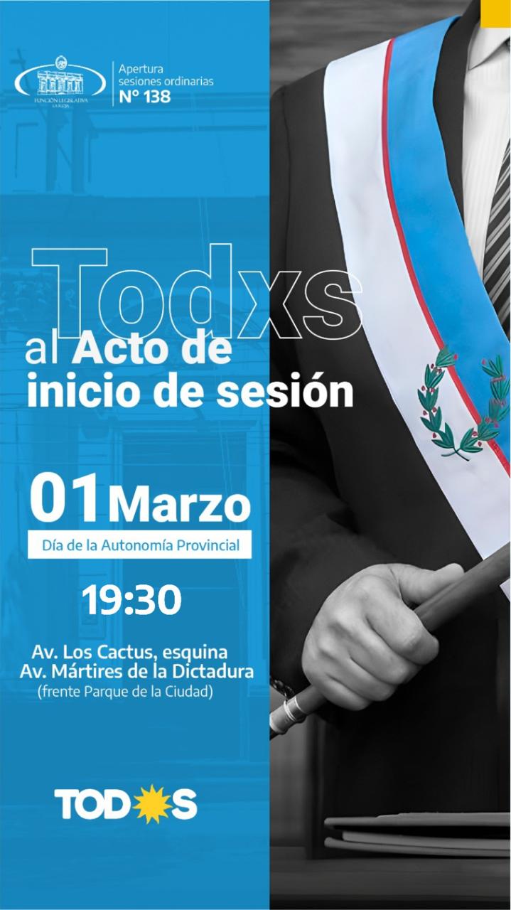 Apertura de sesiones ordinarias de la Cámara de Diputados y Día de la Autonomía Provincial.