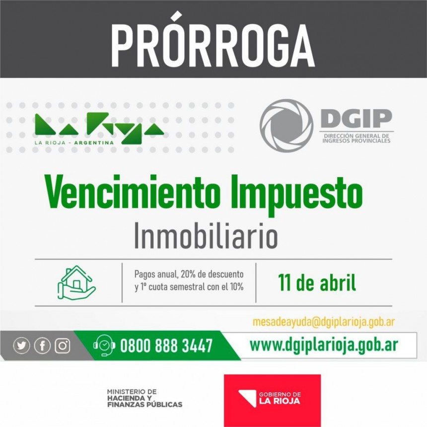 DGIP comunicó una nueva prórroga en el vencimiento del Impuesto Inmobiliario