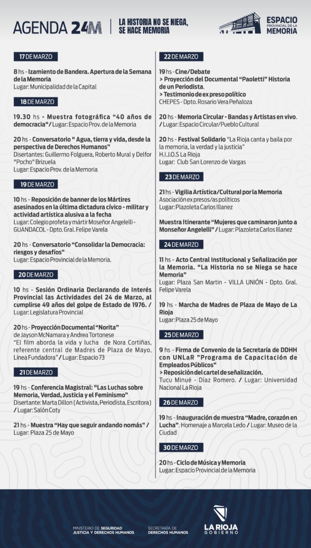 Este lunes comienza la semana de la Memoria en La Rioja.