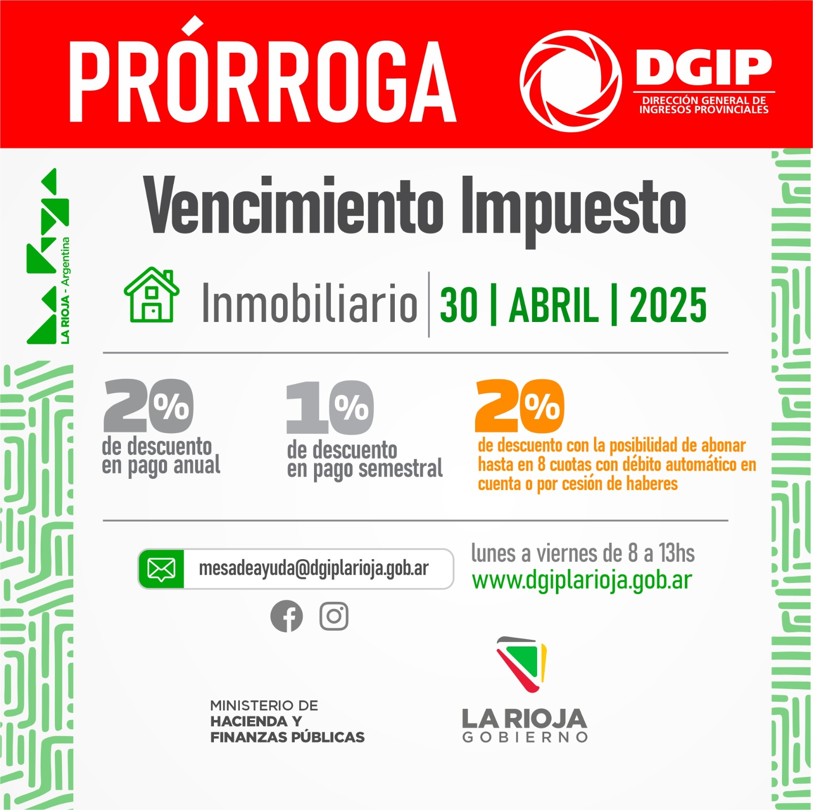 Prorrogan el vencimiento del Impuesto Inmobiliario.