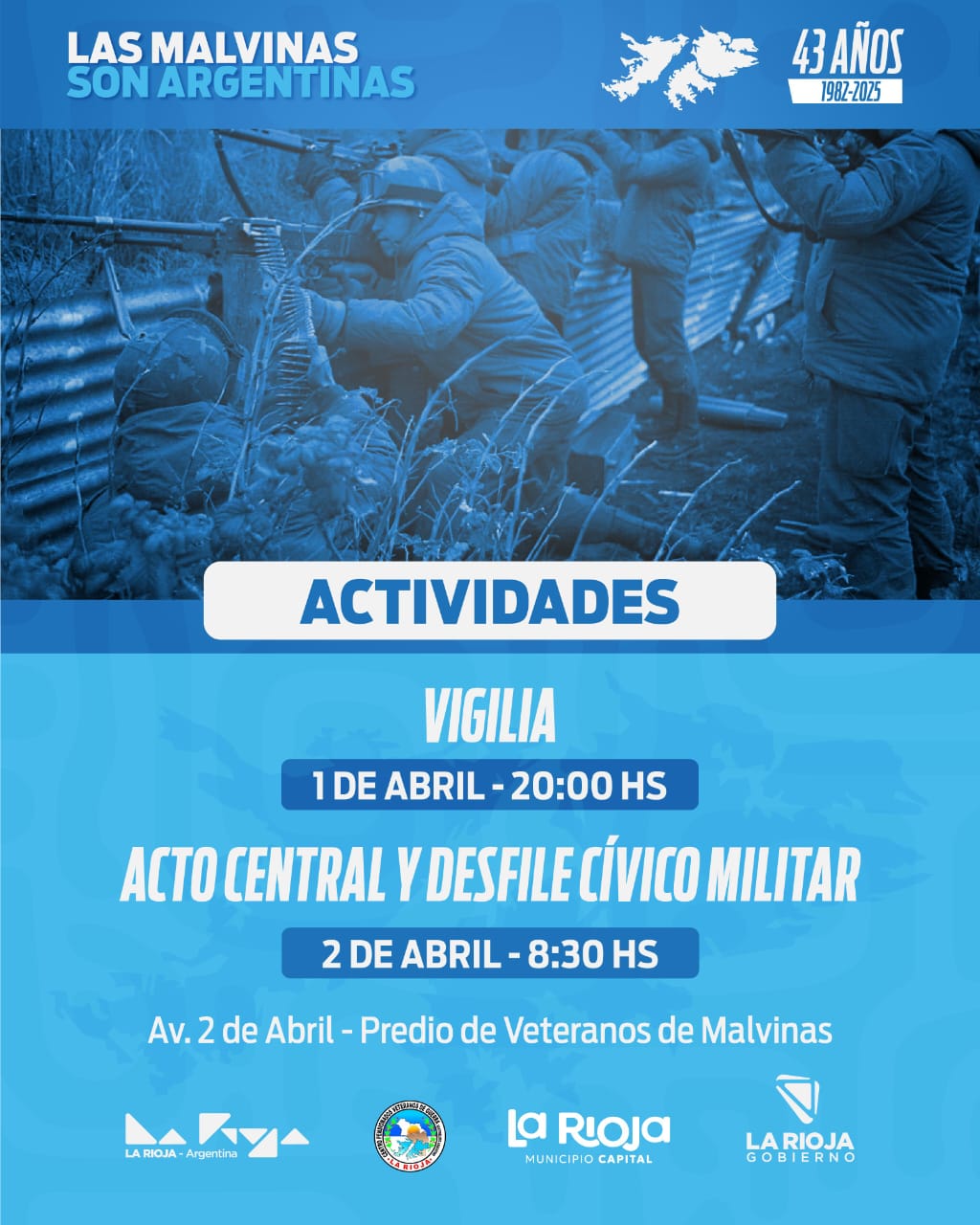 Informan las Actividades por el 43° Aniversario de la Gesta de Malvinas.