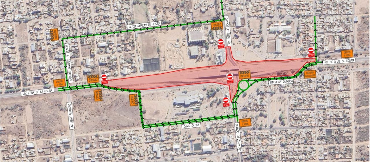 Interrupción total del tránsito vehicular en la rotonda del Chacho desde este miércoles hasta el domingo 27.