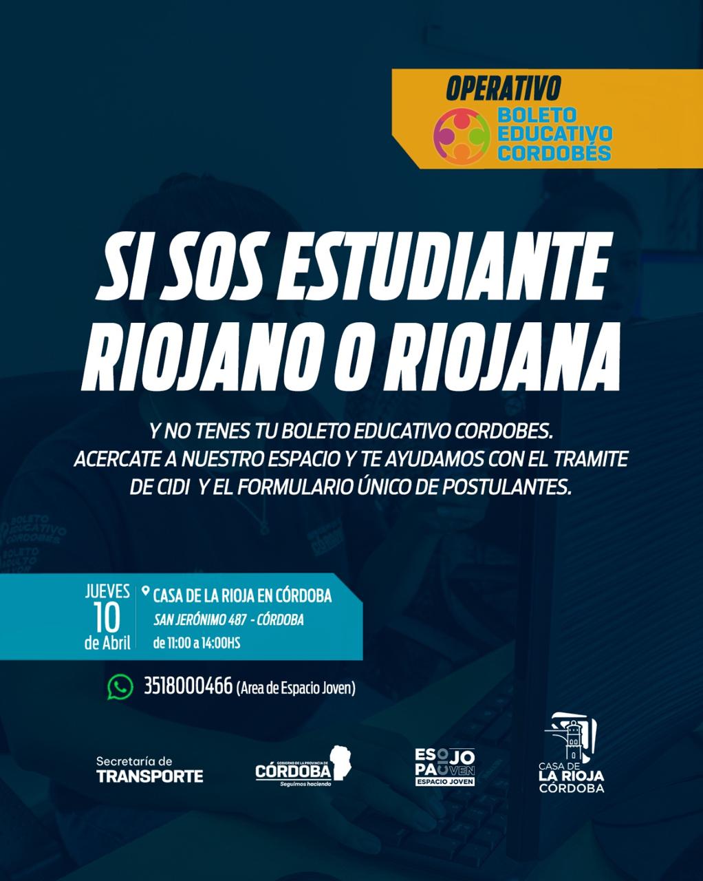 Boleto Estudiantil Cordobés para Riojanas y Riojanos en Córdoba