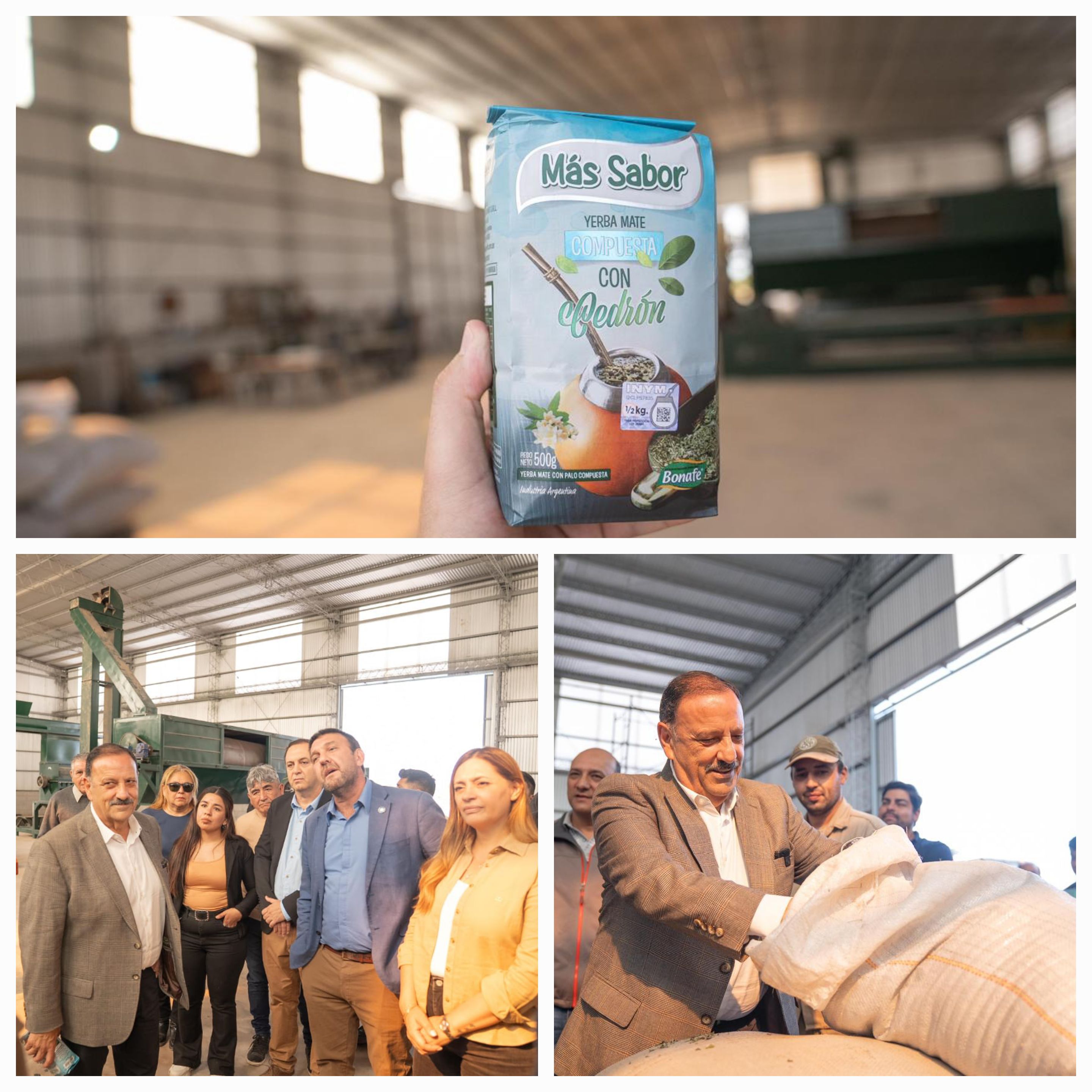En Milagro. Quintela visitó la yerbatera “Más Sabor” y respaldó el desarrollo de emprendimientos locales.