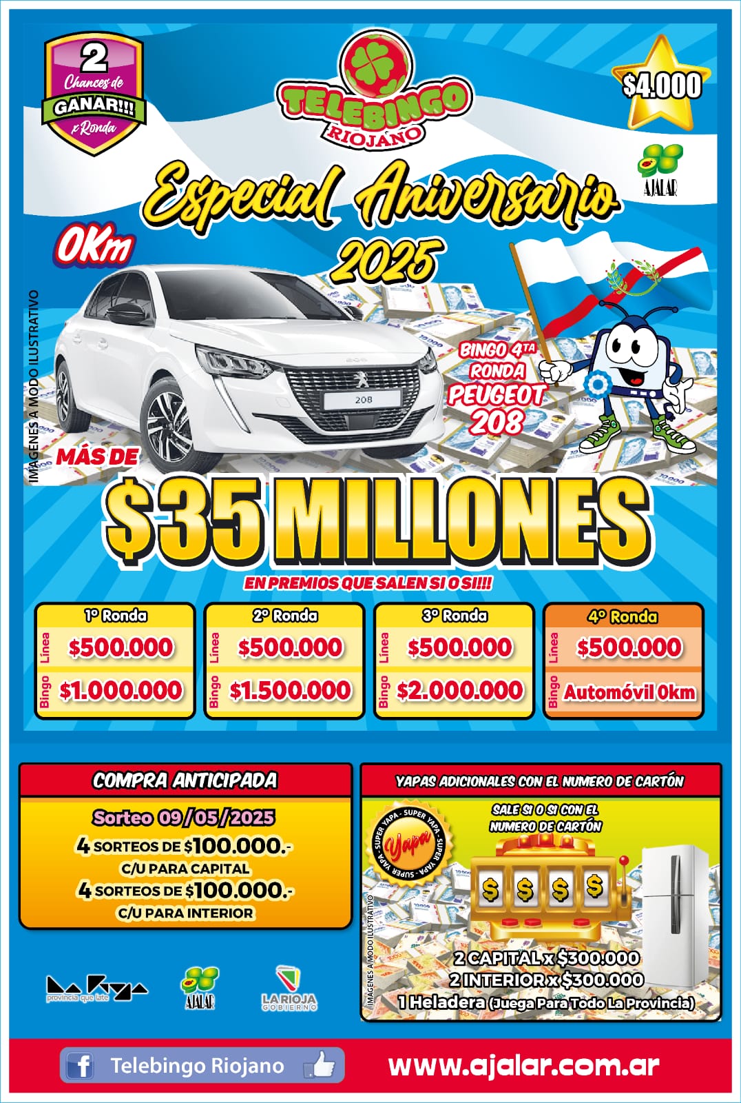 Se viene el Telebingo Riojano 2025: más de $35 millones en premios para celebrar el aniversario de La Rioja.