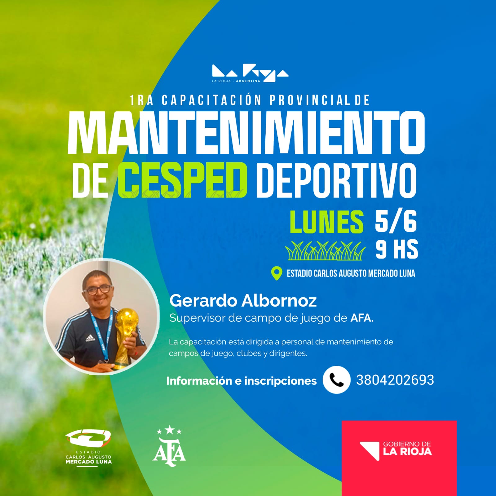 Se dictará la 1ra capacitación provincial de mantenimiento de césped deportivo