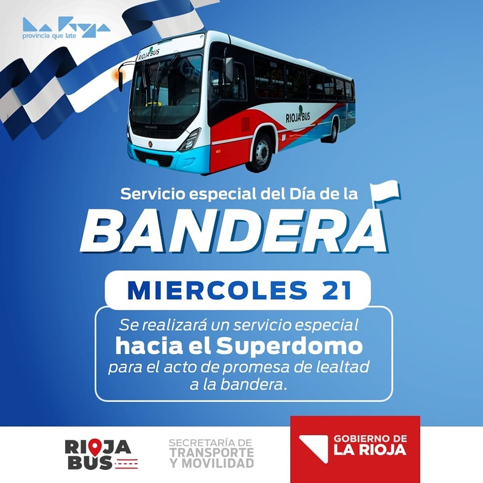 Acto Promesa de Lealtad a la Bandera. Habrá servicio especial de Rioja Bus