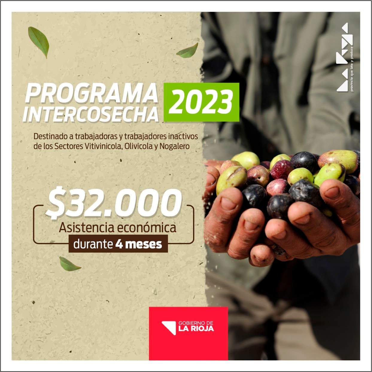 El Gobierno Provincial abrió las inscripciones para beneficiarios del Programa Intercosecha 2023