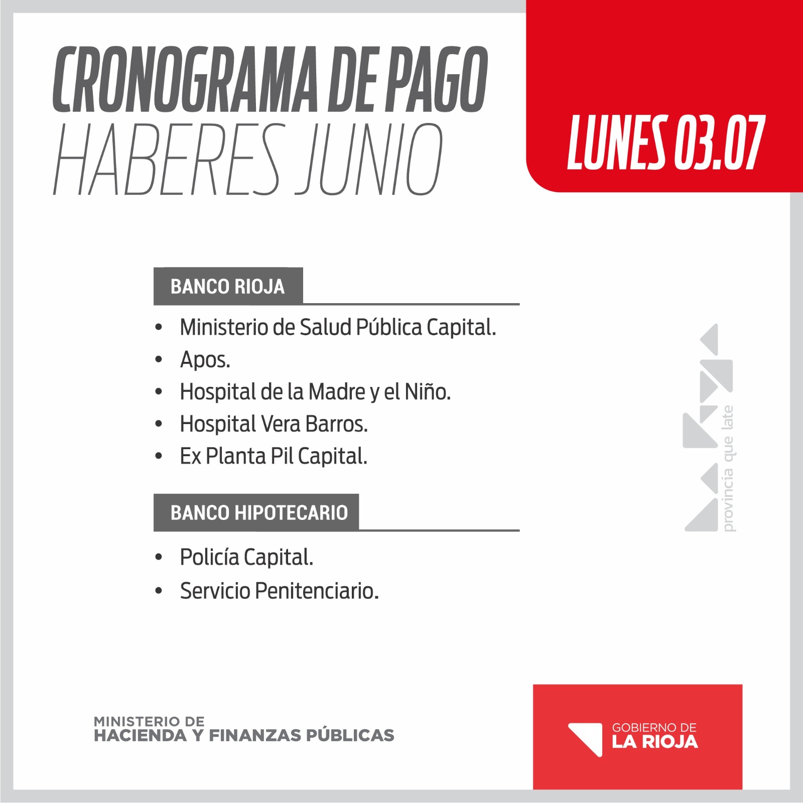 El lunes 3 de julio inicia el cronograma de pago a estatales