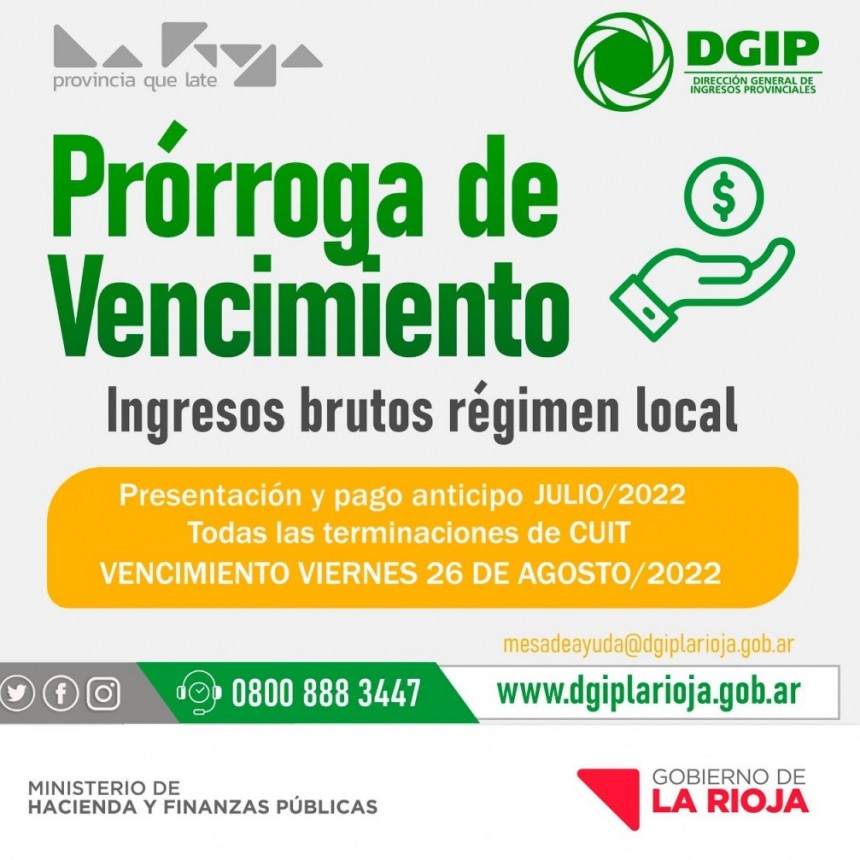 Prorrogan vencimiento del Impuesto sobre los Ingresos Brutos regimen local