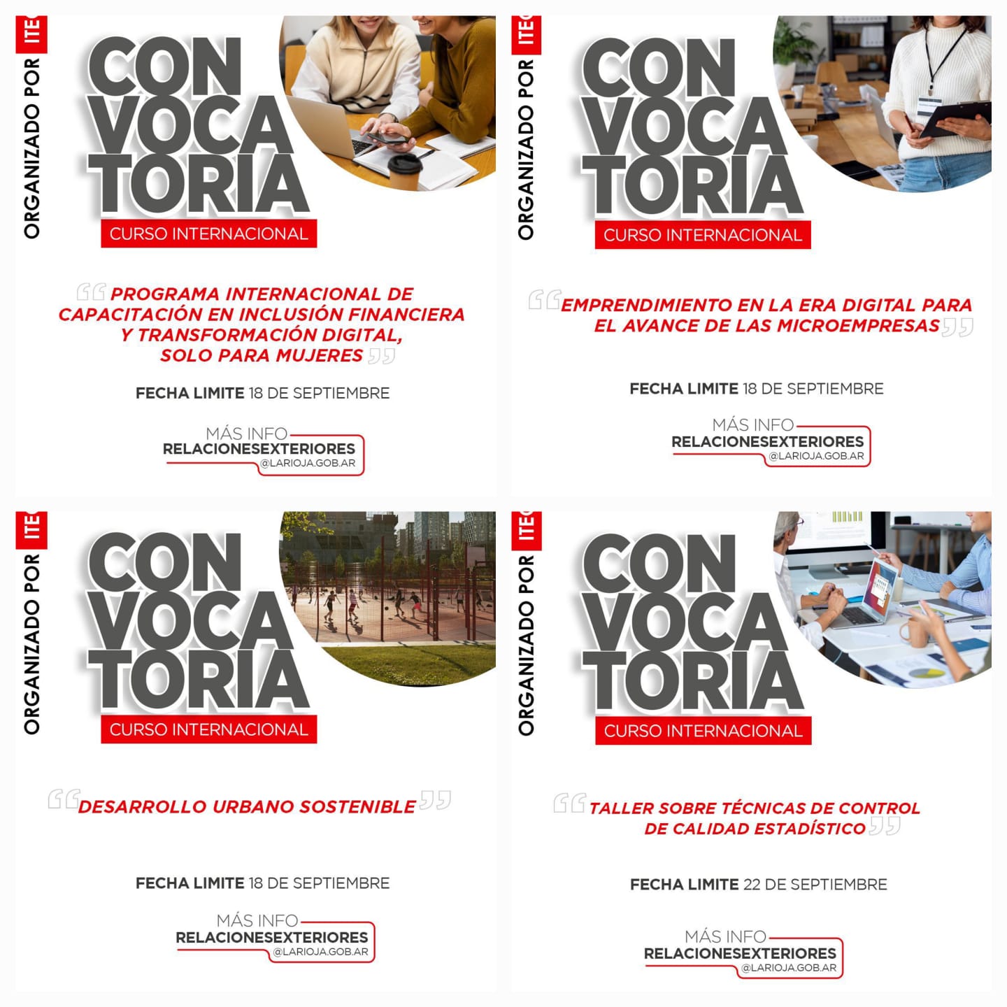 La Provincia impulsa convocatorias internacionales de capacitación con fecha de inscripción entre el 18 y el 22 de septiembre.