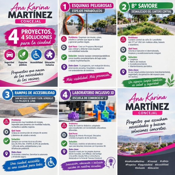 Karina Mart&iacute;nez impulsa cuatro proyectos con eje en seguridad, accesibilidad e inclusi&oacute;n.