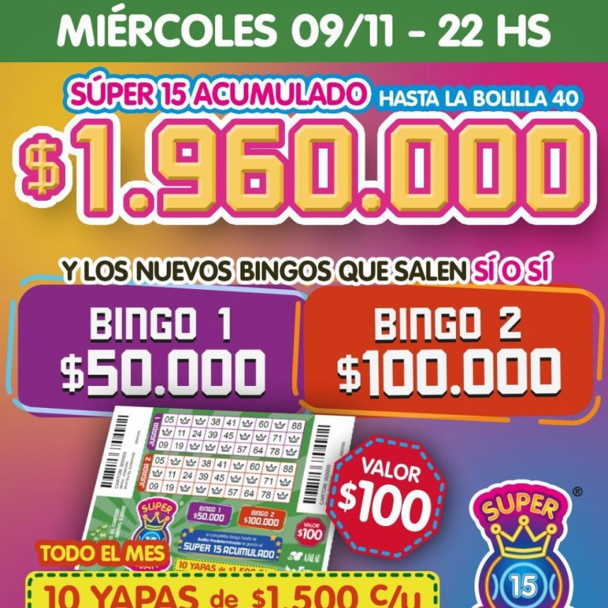Super 15 Riojano sortea 1.960.000 pesos en pozo acumulado