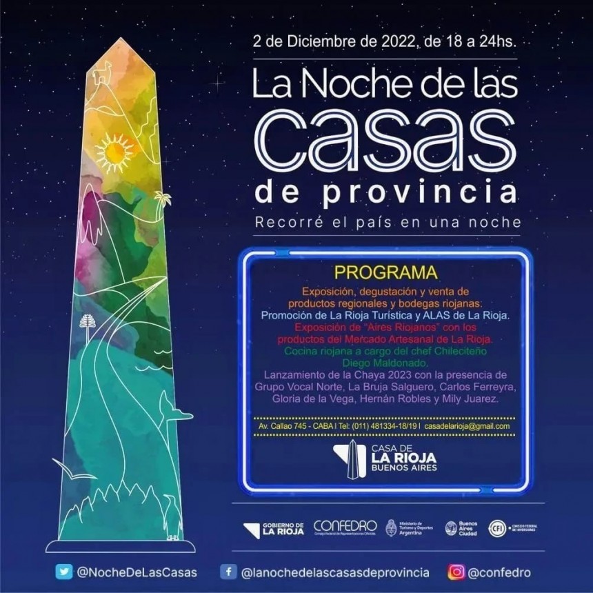 La Rioja participará de “La noche de las casas de provincia”