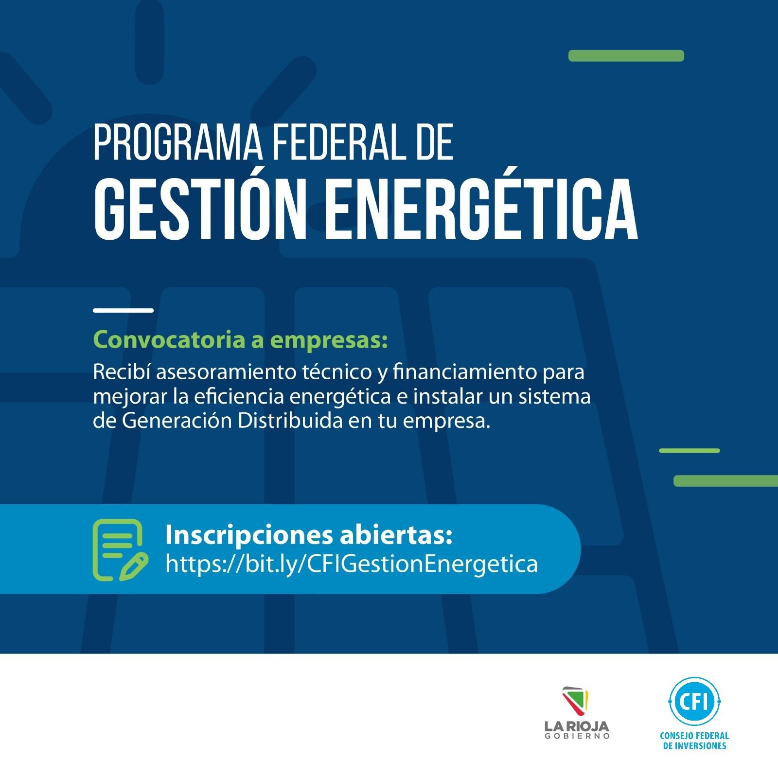 Convocan a pymes a inscribirse en el Programa Federal de Gestión Energética.